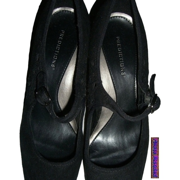 Predictions Black Mary Janes Heels Pointed Toe Witchy Gothic Halloween Cut Out 7 - Picture 10 of 11
